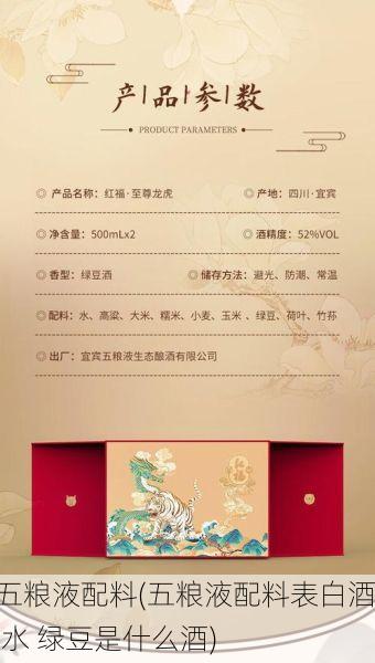 五粮液配料(五粮液配料表白酒 水 绿豆是什么酒)
