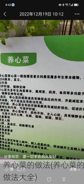 养心菜的做法(养心菜的做法大全)